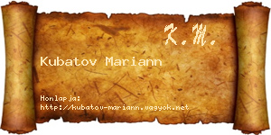 Kubatov Mariann névjegykártya